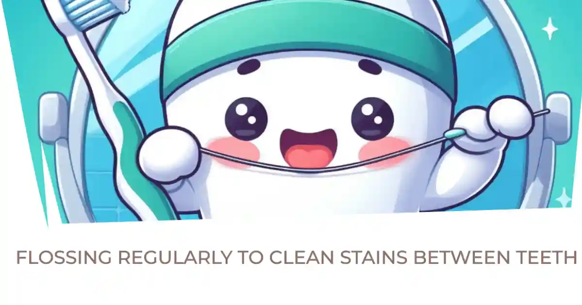 Flossing Regularly to clean stains between teeth